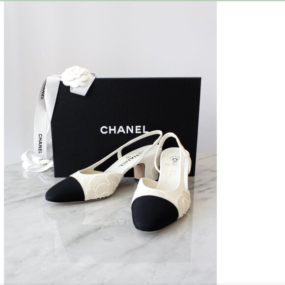 Chanel 2024 embellished slingback heels 39.5 - Picture 12 of 13